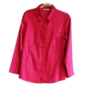 Isaac Mizrah fuchsia small pink long sleeveshirt.